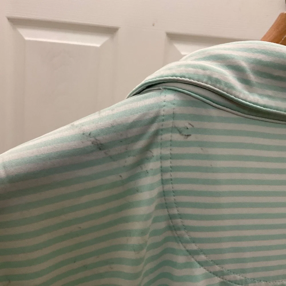Men's Onward Reserve Green and White Stripe Polo Shirt, Size S - Picture 5 of 6